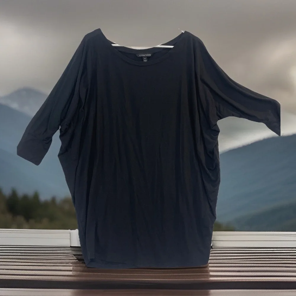 41 hawthorn Anthropologie Dolman‎ Sleeve Womens Sz XL Modal Black Mini Dress